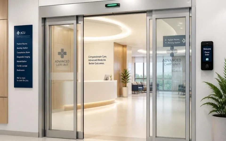 Choosing the right automatic door system for hygiene, traffic flow, accessibility and healthcare requirements.
