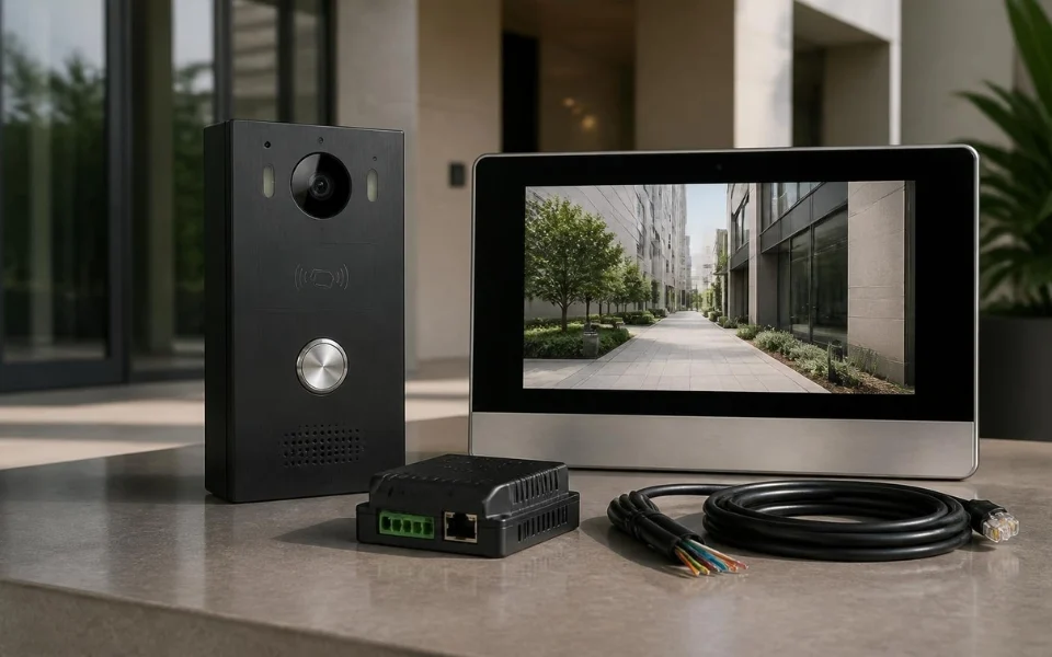 A 2-Wire Intercom solution can connect with multiple access control devices, allowing residents and building managers to manage entry through a more integrated system — (AI-generated image; content provided by Digital Home Systems)