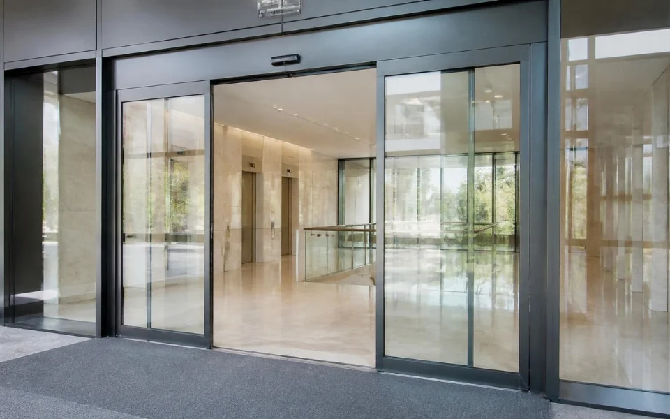 Meeting automatic door safety requirements in Australia requires attention to the complete automatic door system, including sensors, rollers, tracks, controls, door movement and emergency operation — (AI-generated image; content provided by Digital Home Systems)
